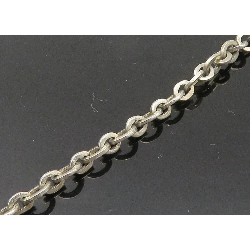925 Sterling Silver Vintage Shiny Crescent Shaped Chain Necklace NE3456 - Picture 4 of 5